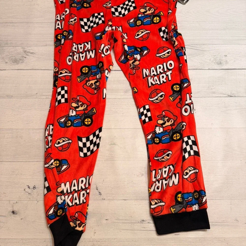 Mario kart kids one piece fleece‎ pajama union suit kids size 8 NEW